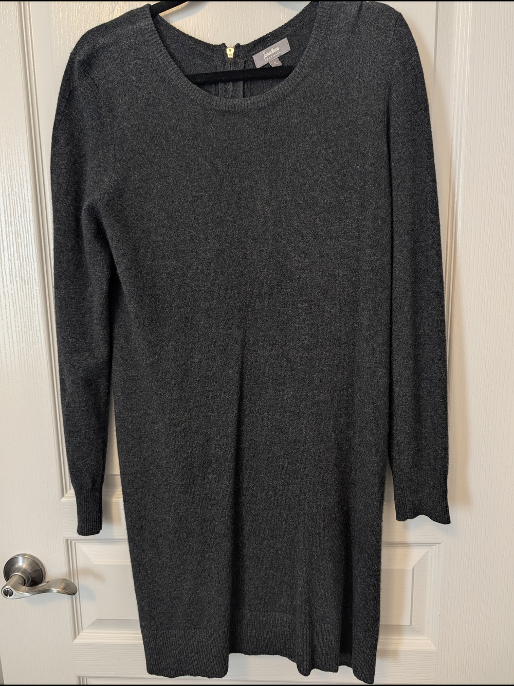 Neiman Marcus Gray Charcoal Cashmere Sweater Dress- size Large